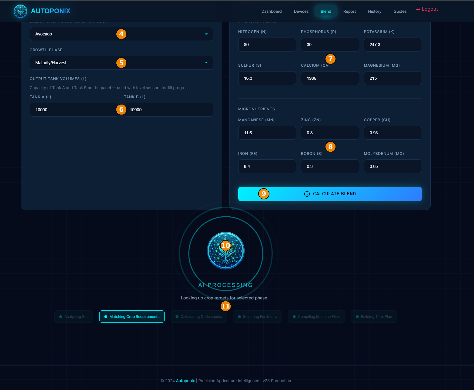 Blend Calculator AI processing annotated